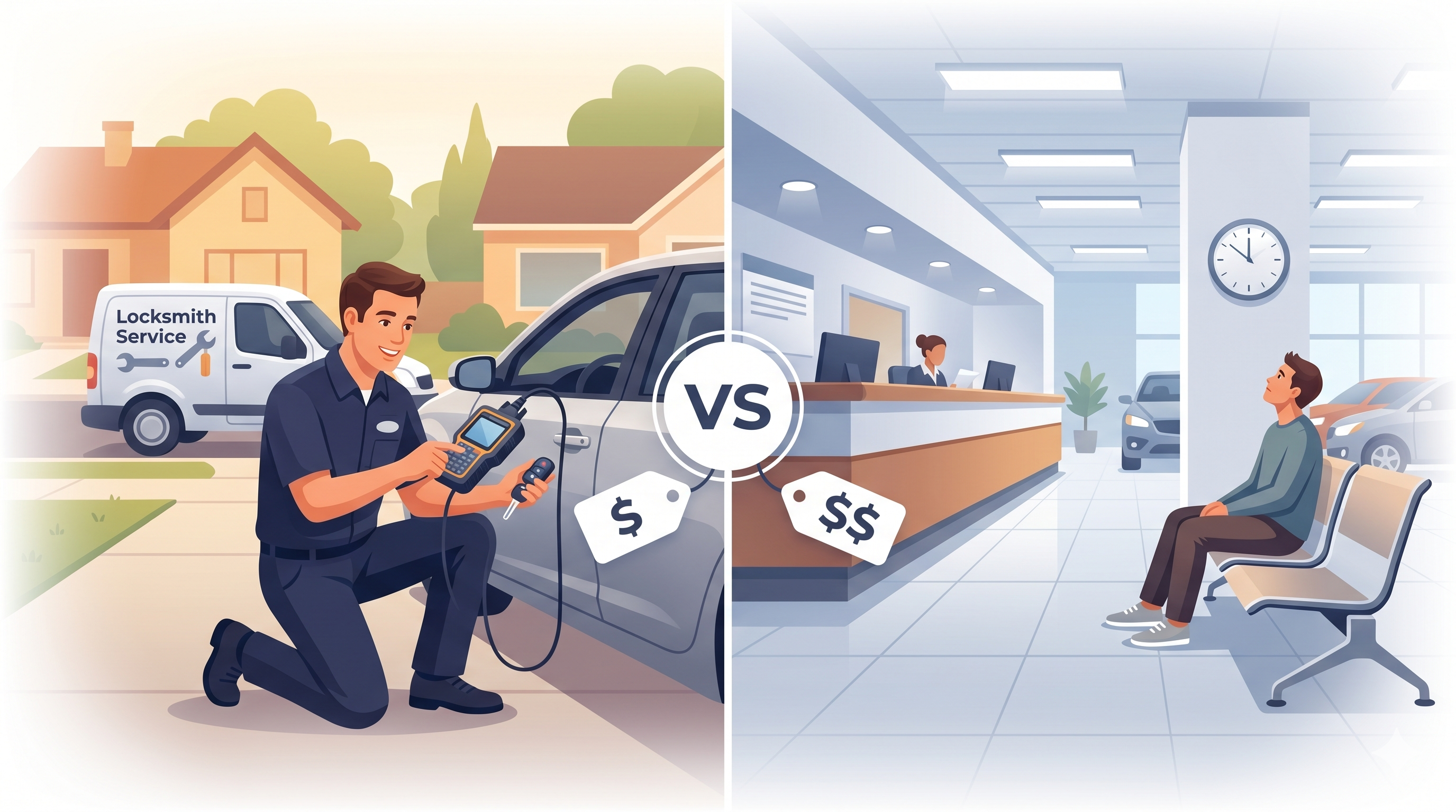 Locksmith vs dealer car key replacement cost comparison